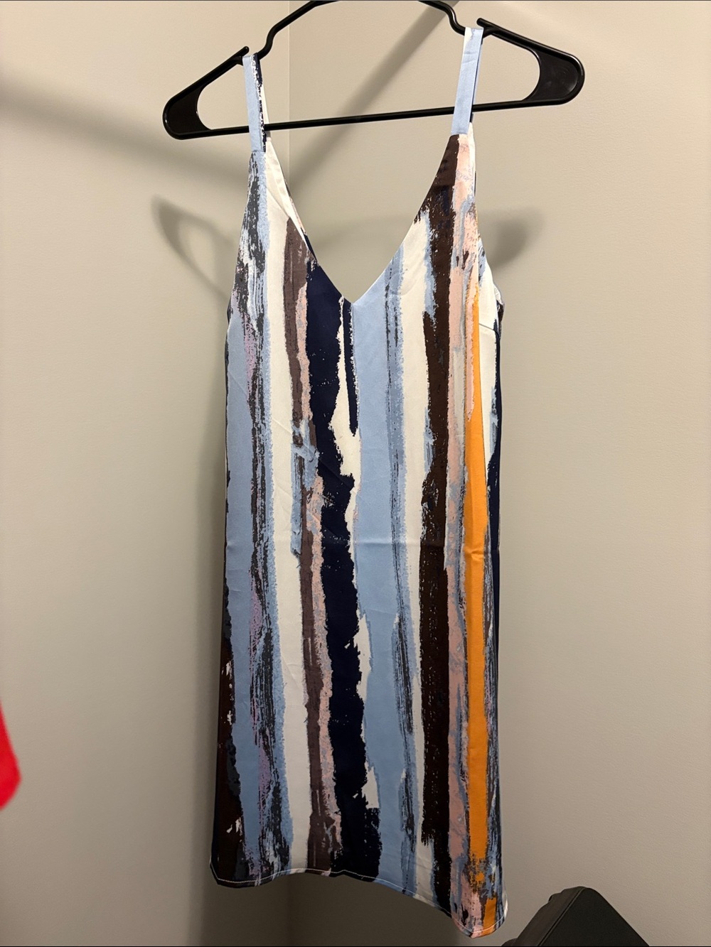 Pinch Striped Mini Dress in Blue, Navy, Brown & Orange